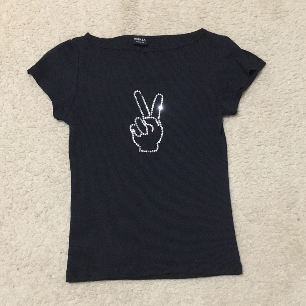 Peace Rhinestone T-shirt